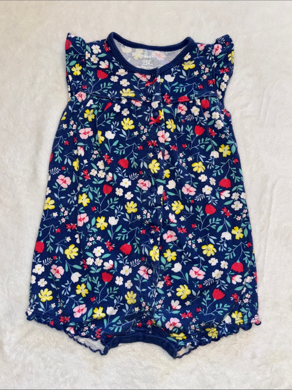 Carter's Navy Floral One-Piece romper 12 months baby girl clothing summer spring